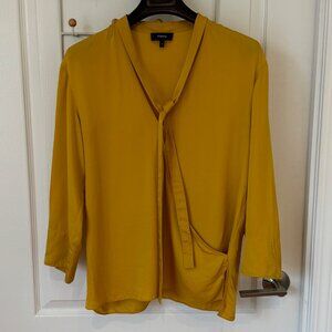 Theory Mustard Yellow Silk Blouse
